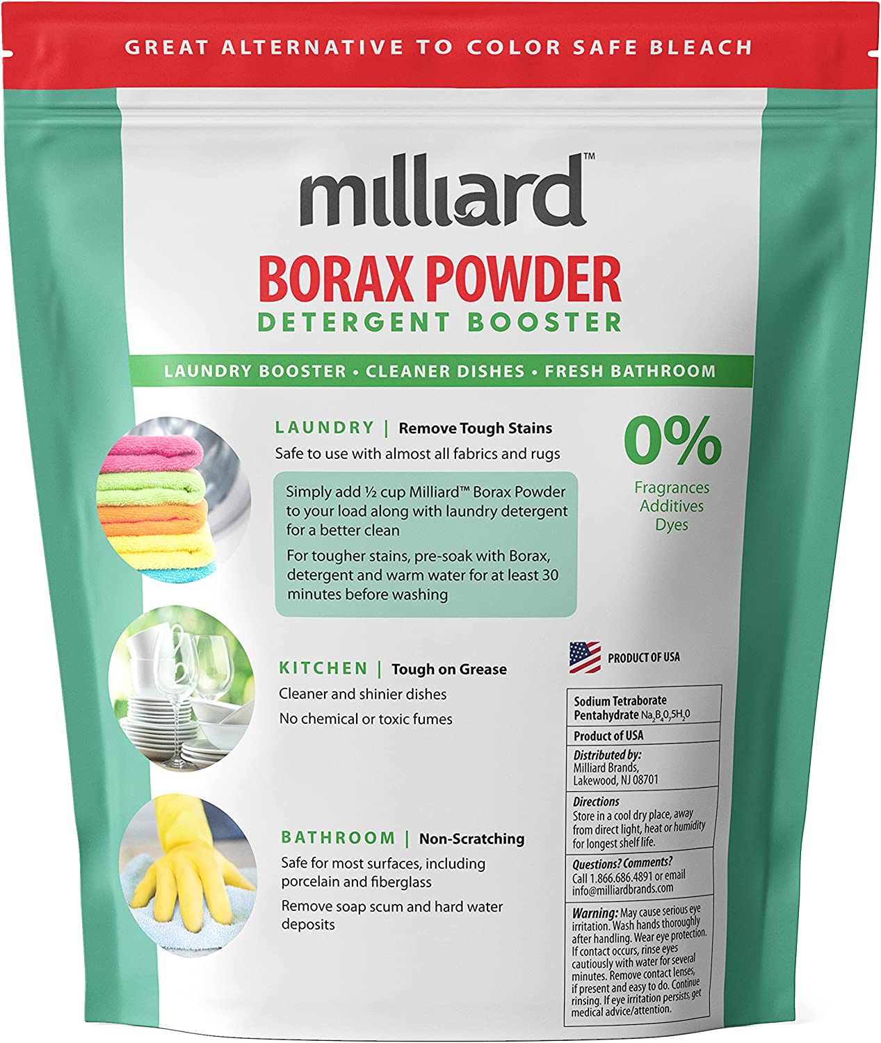Milliard Borax Powder - Pure Multi-Purpose Cleaner/Laundry Detergent  Booster (1 lb.)